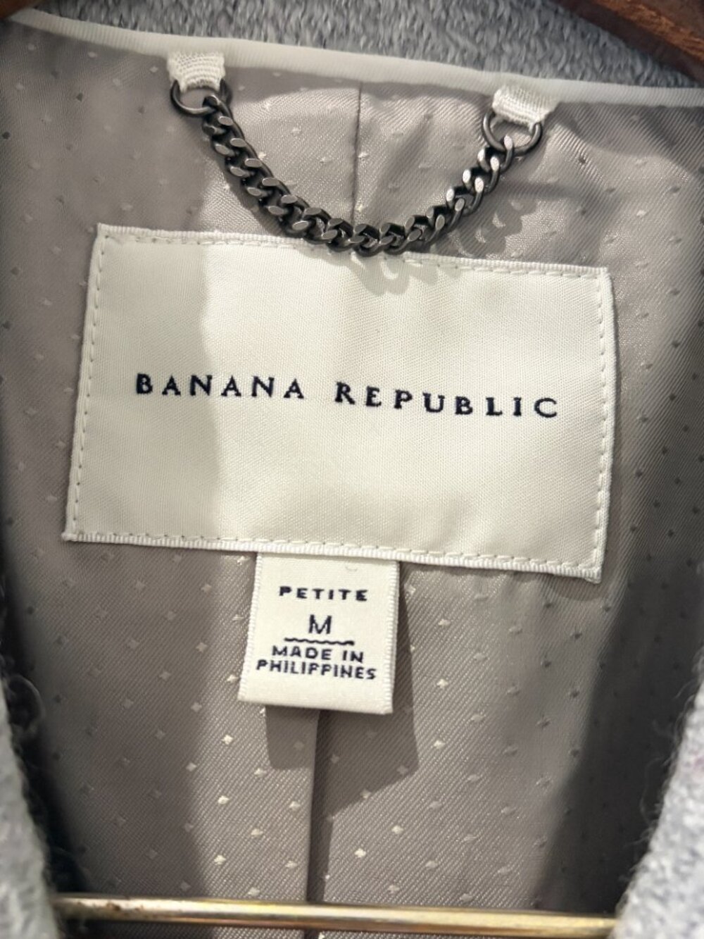 Banana Republic mid-length textured wool-blend coat Heather Gray Size 10P - Picture 11 of 13
